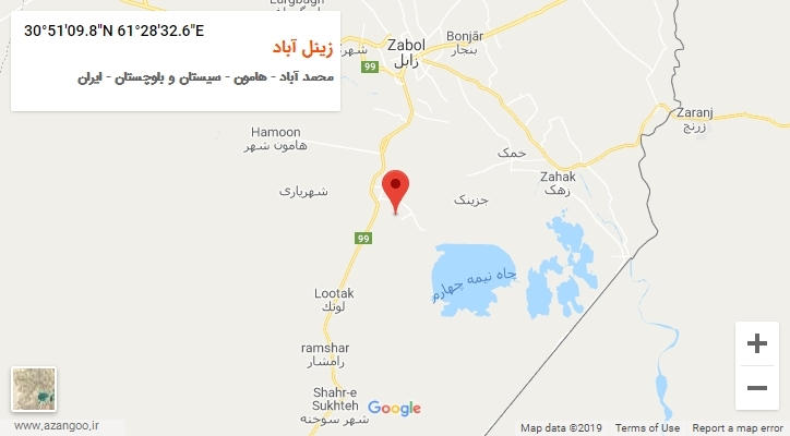 روستای زینل آباد بر روی نقشه
