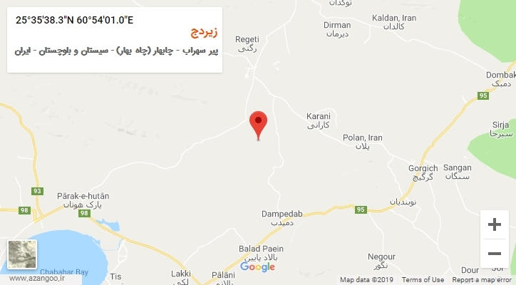 روستای زیردج بر روی نقشه