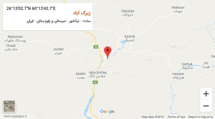 روستای زیرک آباد بر روی نقشه