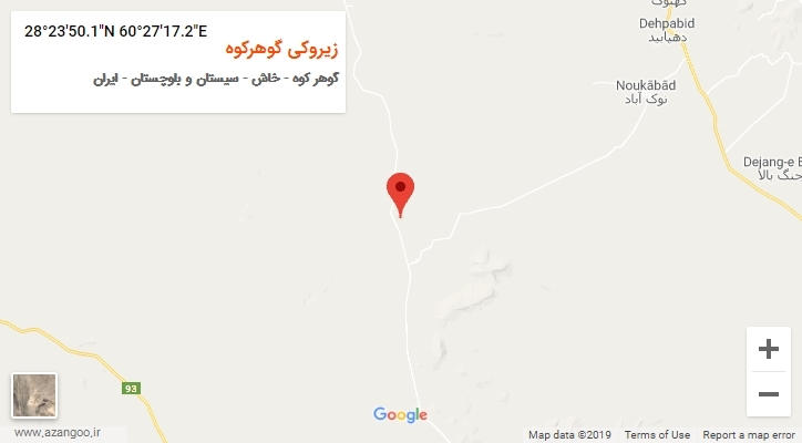 روستای زیروکی گوهرکوه بر روی نقشه