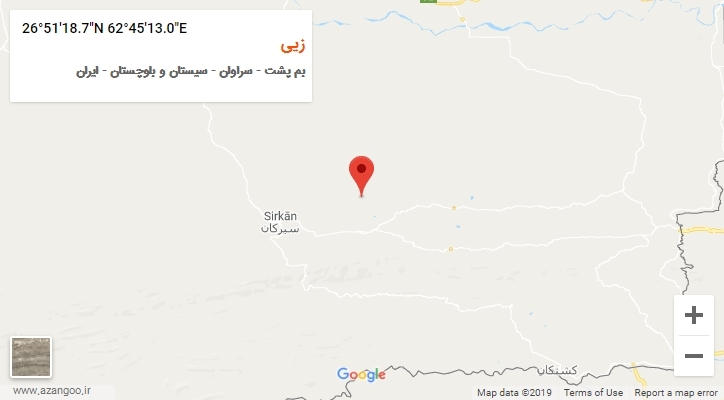 روستای زیی بر روی نقشه
