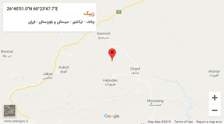 روستای زییک بر روی نقشه
