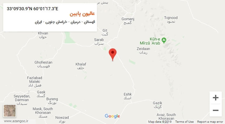 روستای عالیون پایین بر روی نقشه
