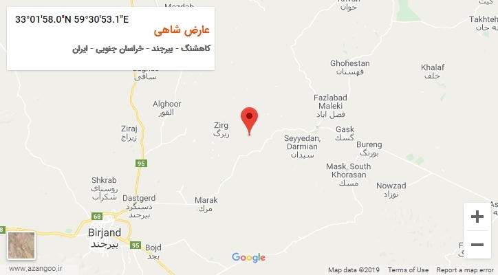 روستای عارض شاهی بر روی نقشه