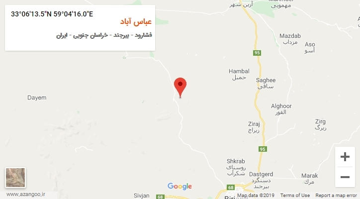 روستای عباس آباد بر روی نقشه