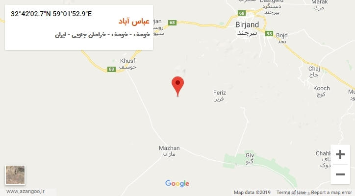 روستای عباس آباد بر روی نقشه