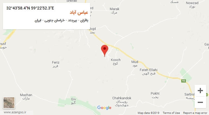 روستای عباس آباد بر روی نقشه