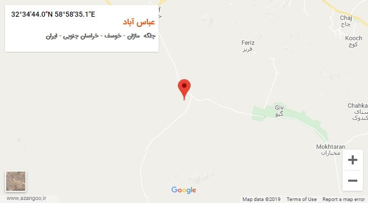 روستای عباس آباد بر روی نقشه