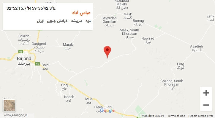 روستای عباس آباد بر روی نقشه