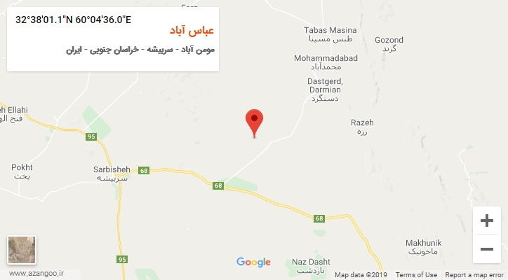 روستای عباس آباد بر روی نقشه