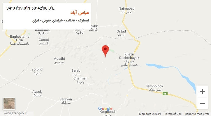 روستای عباس آباد بر روی نقشه