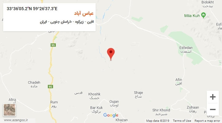 روستای عباس آباد بر روی نقشه