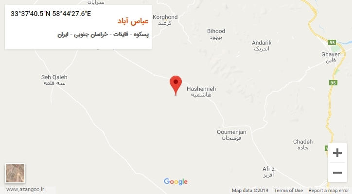 روستای عباس آباد بر روی نقشه