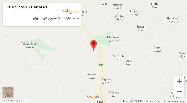 روستای عباس آباد بر روی نقشه