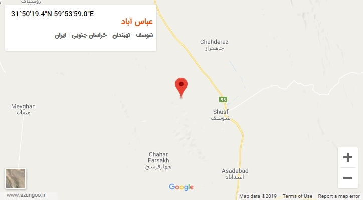 روستای عباس آباد بر روی نقشه