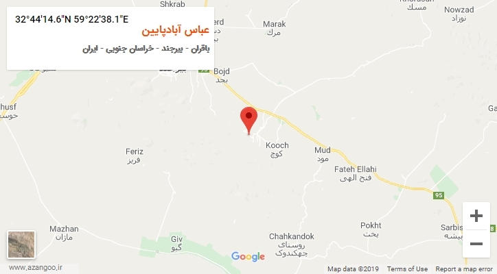 روستای عباس آبادپایین بر روی نقشه