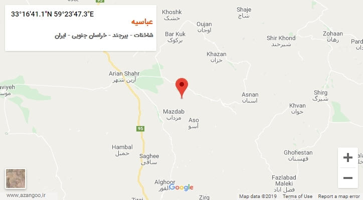 روستای عباسیه بر روی نقشه