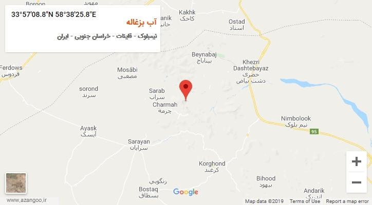 روستای آب بزغاله بر روی نقشه