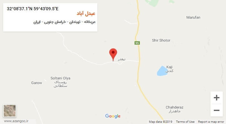 روستای عبدل آباد بر روی نقشه
