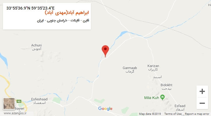 روستای ابراهیم آباد(مهدی آباد) بر روی نقشه