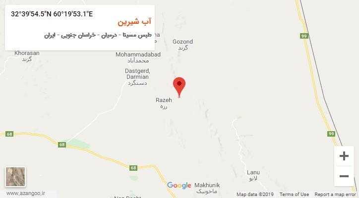 روستای آب شیرین بر روی نقشه