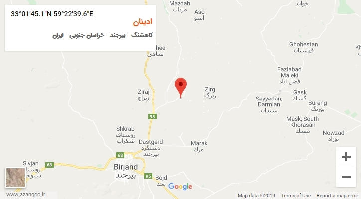 روستای ادینان بر روی نقشه