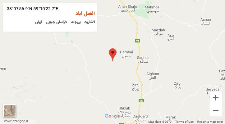 روستای افضل آباد بر روی نقشه