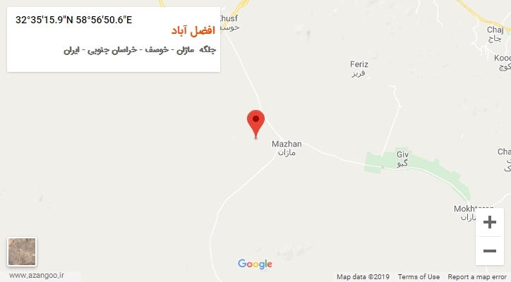 روستای افضل آباد بر روی نقشه