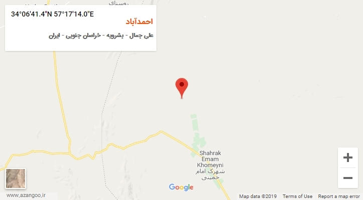 روستای احمدآباد بر روی نقشه