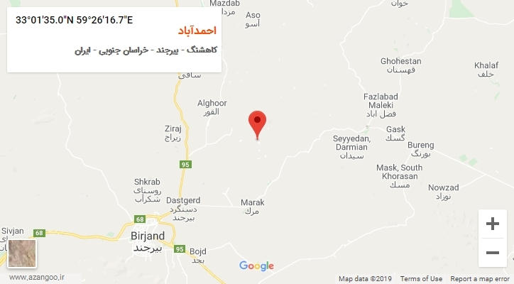 روستای احمدآباد بر روی نقشه