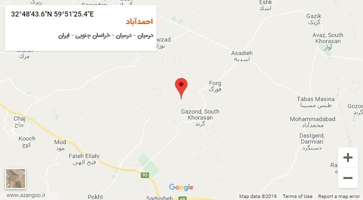 روستای احمدآباد بر روی نقشه