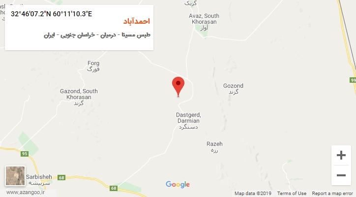 روستای احمدآباد بر روی نقشه