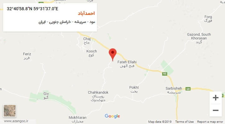 روستای احمدآباد بر روی نقشه