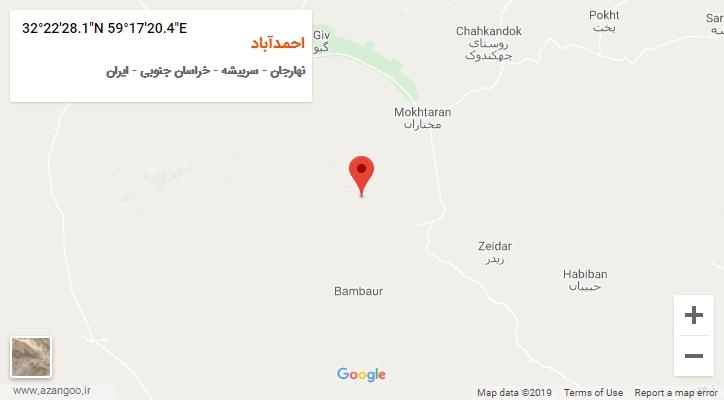روستای احمدآباد بر روی نقشه