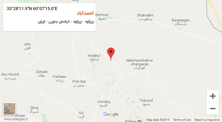 روستای احمدآباد بر روی نقشه