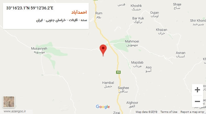 روستای احمدآباد بر روی نقشه
