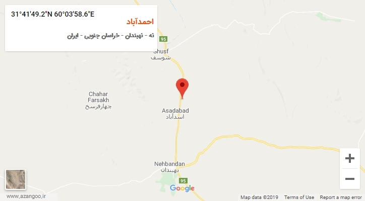 روستای احمدآباد بر روی نقشه