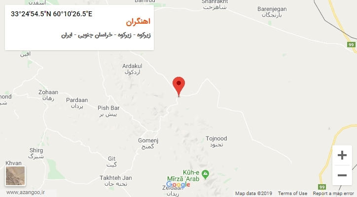 روستای اهنگران بر روی نقشه