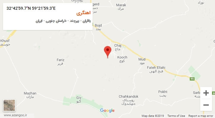 روستای اهنگری بر روی نقشه