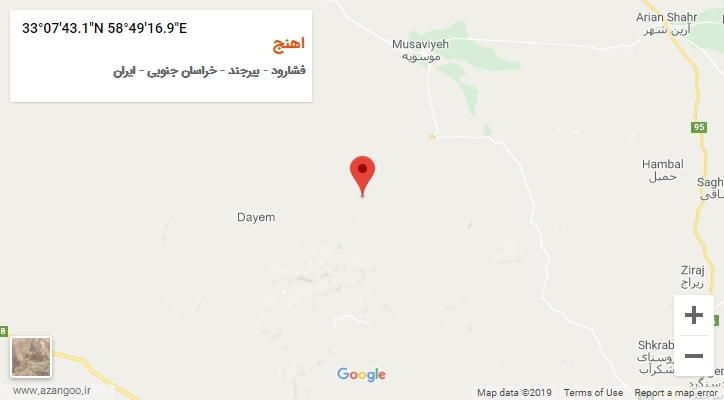 روستای اهنج بر روی نقشه