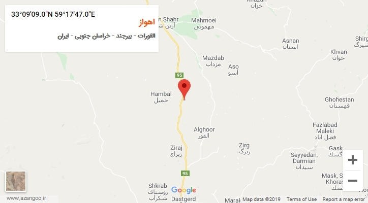 روستای اهواز بر روی نقشه