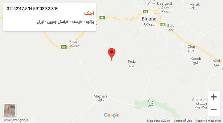 روستای اجک بر روی نقشه