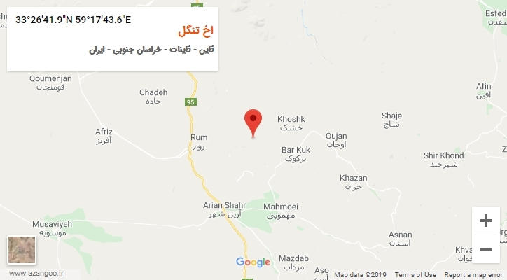 روستای اخ تنگل بر روی نقشه