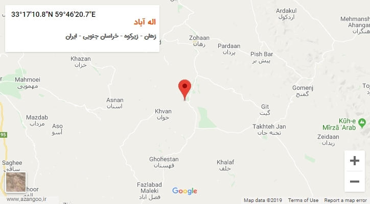 روستای اله آباد بر روی نقشه