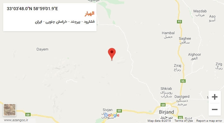 روستای الهیار بر روی نقشه