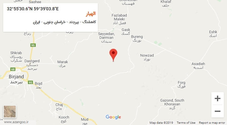 روستای الهیار بر روی نقشه