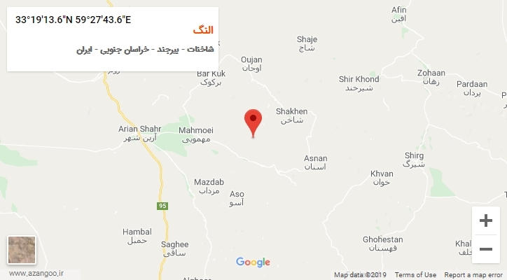 روستای النگ بر روی نقشه