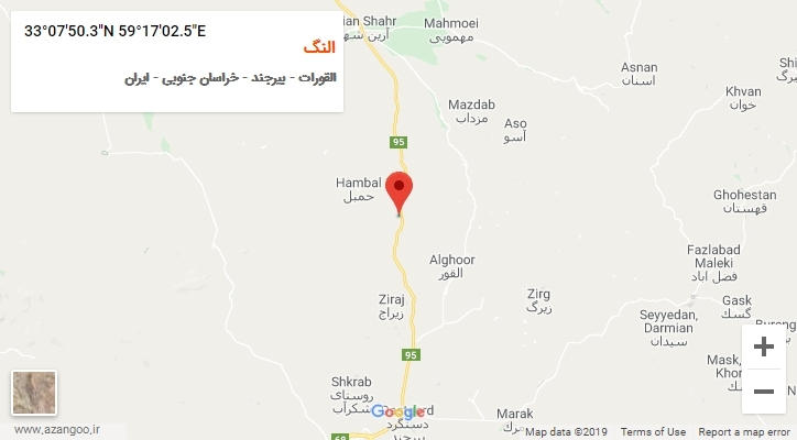روستای النگ بر روی نقشه