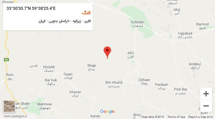 روستای النگ بر روی نقشه