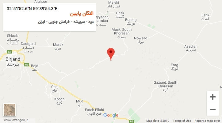 روستای النگان پایین بر روی نقشه
